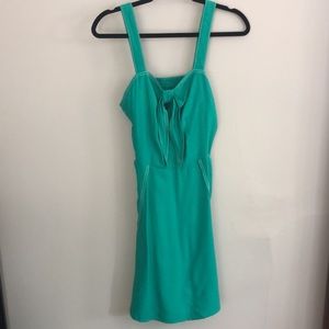 A New Day Green Tie Front Sleeveless Dress Pockets